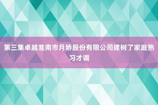 第三集卓越淮南市月娇股份有限公司建树了家庭熟习才调